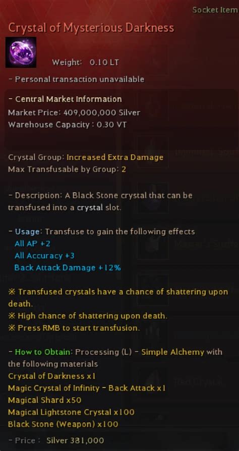 crystal of mysterious darkness bdo